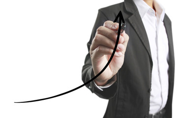 Businessman drawing graphics  growing graph
