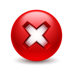 Glossy circle icon with white cross.