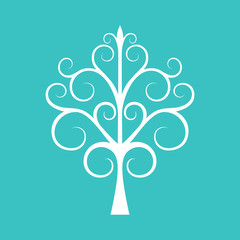 Openwork tree. Decorative icon tree.