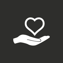 Heart in hand - vector icon.