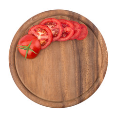 Chopped tomatoes on cutting board.
