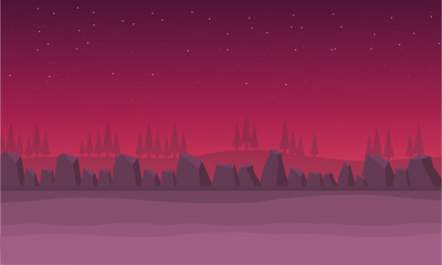 Scenery rock and hill vector illustration