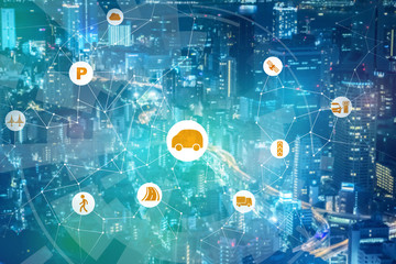 modern transportation and communication network, intelligent vehicle, smart transportation, internet of things, abstract image visual