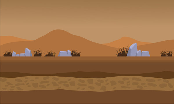 Landscape fields and mountain for backgrounds game