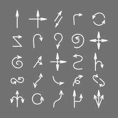 Hand drawn arrows set.