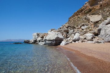 Red sand beach, Rhodes island, Greece