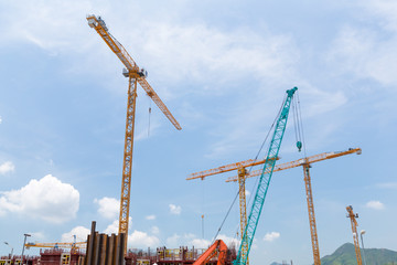 Fototapeta na wymiar Building Construction site with crane