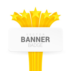 Rectangular banner decorated with stars. White origami banner.