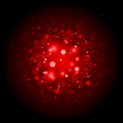 Abstract red bokeh lights background.