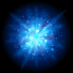 Obraz premium Abstract background. Burst of blue light rays.