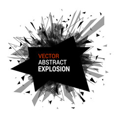 Abstract black explosion isolated on white background.