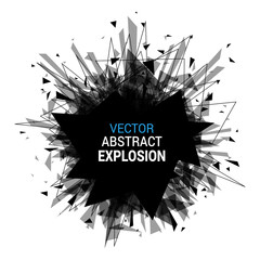 Abstract black explosion isolated on white background.