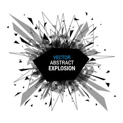 Abstract black explosion isolated on white background.