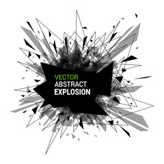 Abstract black explosion isolated on white background.