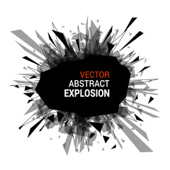 Abstract black explosion isolated on white background.