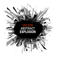Abstract black explosion isolated on white background.