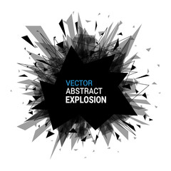 Abstract black explosion isolated on white background.