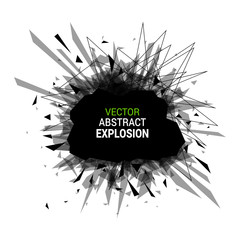 Abstract black explosion isolated on white background.