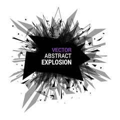 Abstract black explosion isolated on white background.