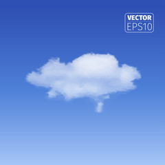 Realistic cloud on blue background.