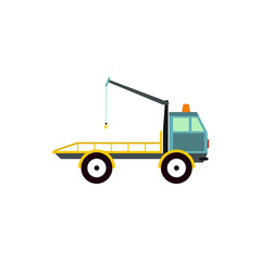 Tow truck for transportation cars icon in flat style isolated on white background