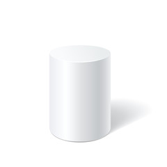 White cylinder stand.