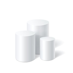 White cylinder stand.