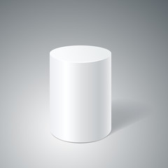 White cylinder stand.