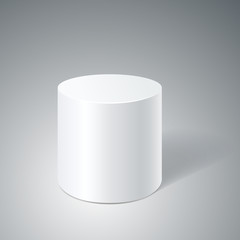 White cylinder stand.