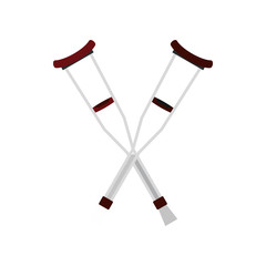 Axillary crutches icon in flat style on a white background