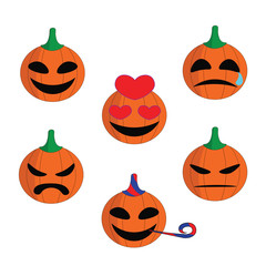 Hilarious funny cartoon emoticons pumpkin for Halloween.
