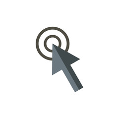 Cursor arrow clicks icon in flat style isolated on white background. Computer and internet symbol