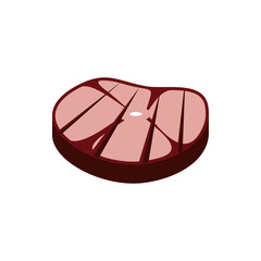 Grilled steak icon in flat style isolated on white background. Food symbol