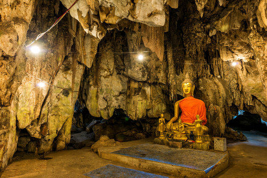 Buddha images in cave, Thailand