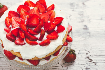 Strawberry and cream sponge cake