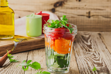 Perfect summer salad in glass jar