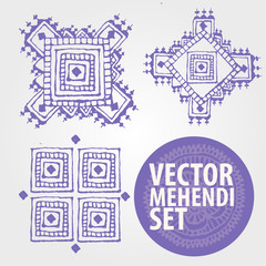 vector mehendi set henna tattoo
