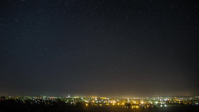 Star time lapse against the backdrop of the city.