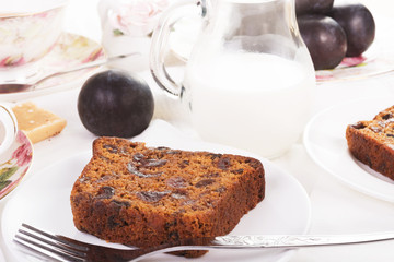 Tea served with traditional British fruit cake