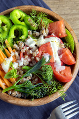 vegetable salad with buckwheat
