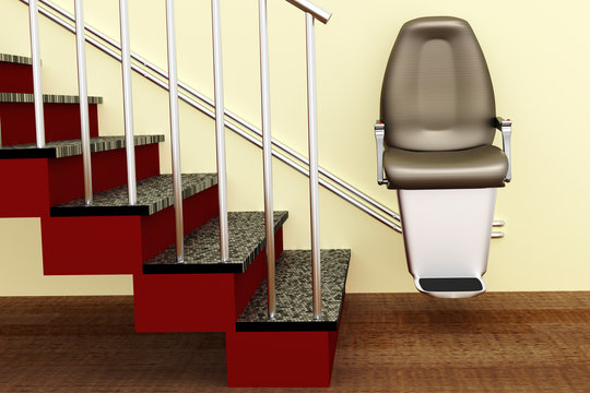 stairlift, 3D-Illustration
