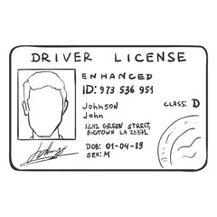 Vector Single Sketch Drivers Licence