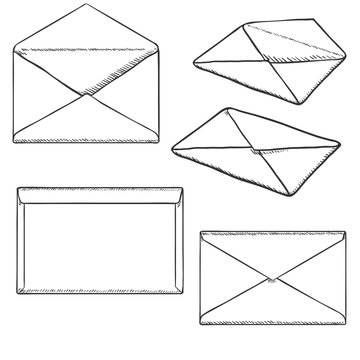 Vector Set of Sketch Postal Envelopes