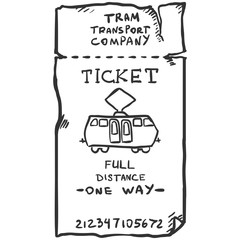 Vector Single Sketch Tram Ticket