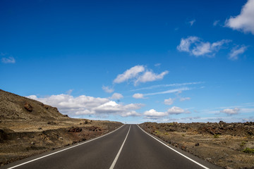 Road in the volcanic area of Lanzarote