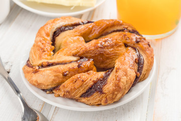 puff pastry in a loop on wood