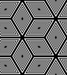 Seamless Black and White Rhombus Pattern. Geometric Abstract Background. Suitable for textile, fabric, packaging and web design. Vector Illustration.