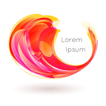 Vector illustration of colorful stylized drop curl swirl on white background 