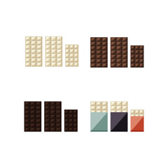 Vector illustration of chocolate bars: white, milk, dark 