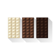 Vector illustration of chocolate bars: white, milk, dark 
